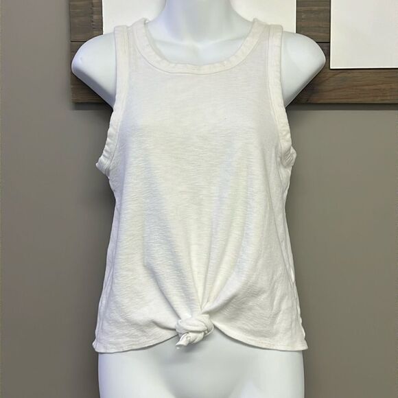 Madewell Heather Cream Cotton Blend Tank top Front Tie Y2K- Small - Picture 1 of 12